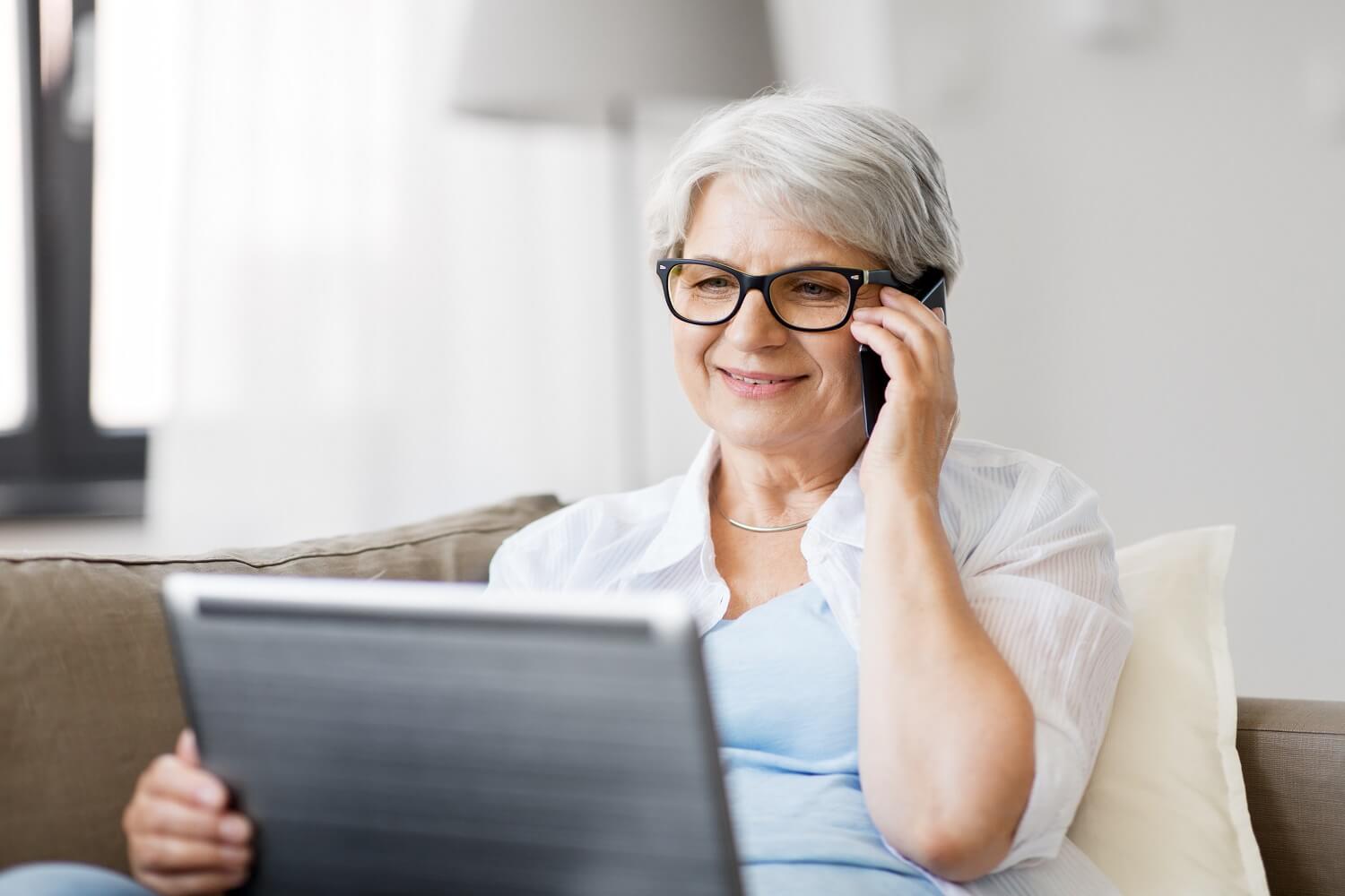 Elderly woman on phone