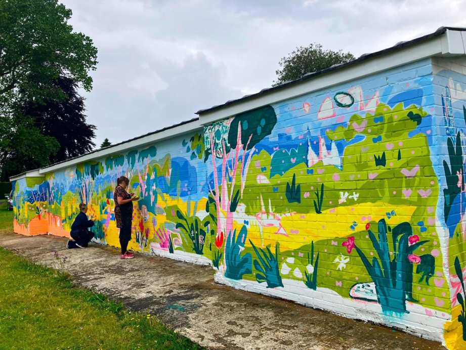 Photo of mural on garages