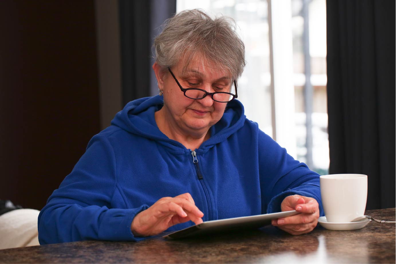 Lady using tablet